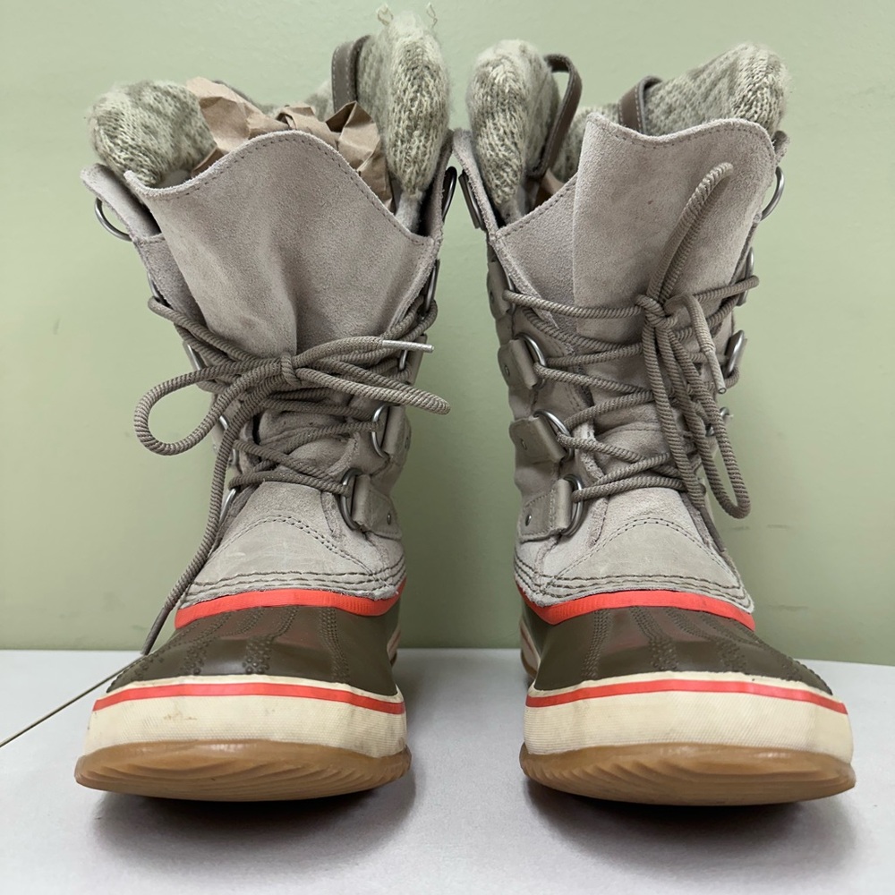 Sorel Joan of Arc Knit Fossil Waterproof Winter Snow Boot Women’s Sz 7